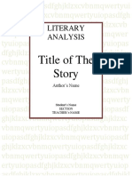Literary Analysis: Title of The Story