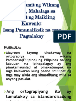Kahalagahan NG Wikang Filipino Sa Pagsulat NG Maikling Kwento