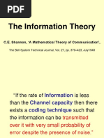 The Information Theory: C.E. Shannon, A Mathematical Theory of Communication'