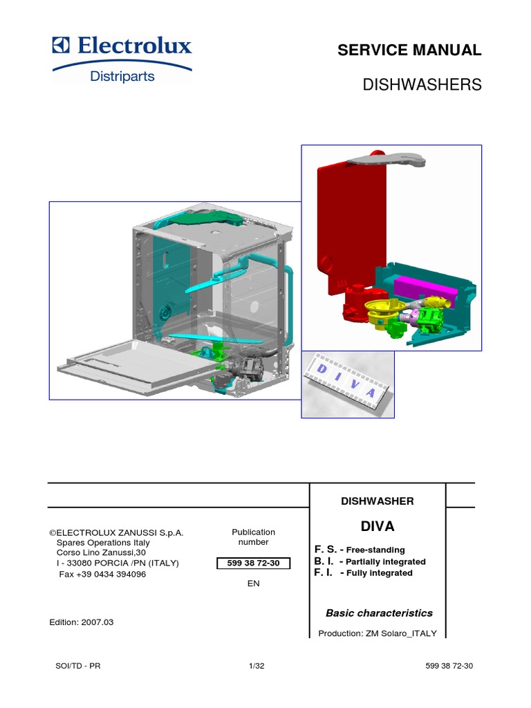 Servicemanual Electrolux Dishwasher PDF PDF Dishwasher Thermostat