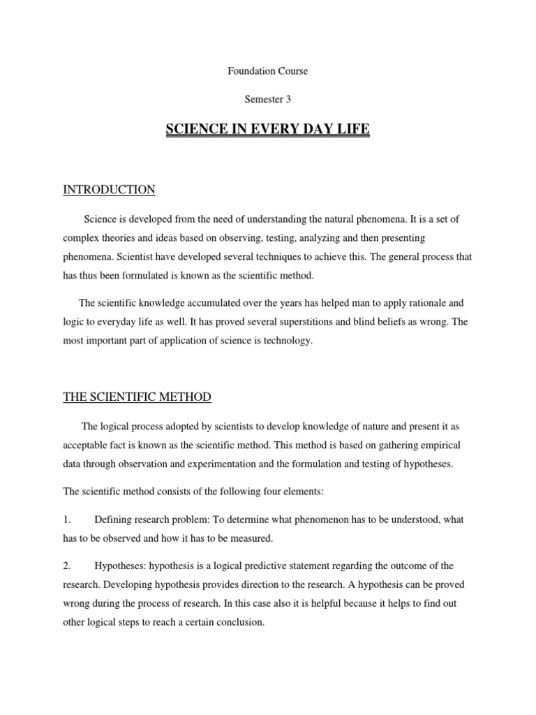Science's Role in Everyday Life | PDF | Experiment | Science