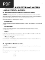 Thermal Properties of Matter: Long Questions & Answers