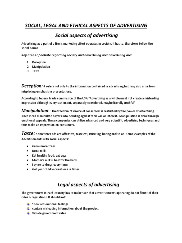Social, Legal, and Ethical Aspects of Advertising | PDF | False ...