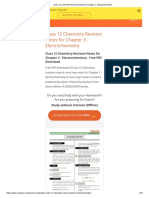 Class 12 Chemistry Revision Notes For Chapter 3 - Electrochemistry