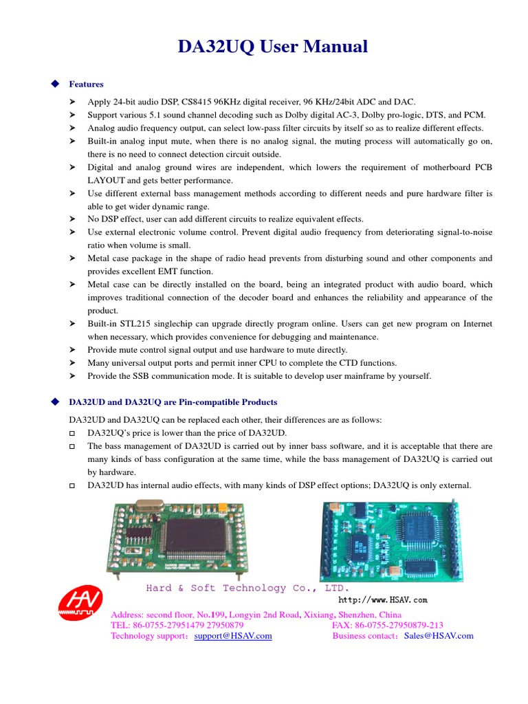DA32UQ User Manual: Features | PDF | Input/Output | Power Supply