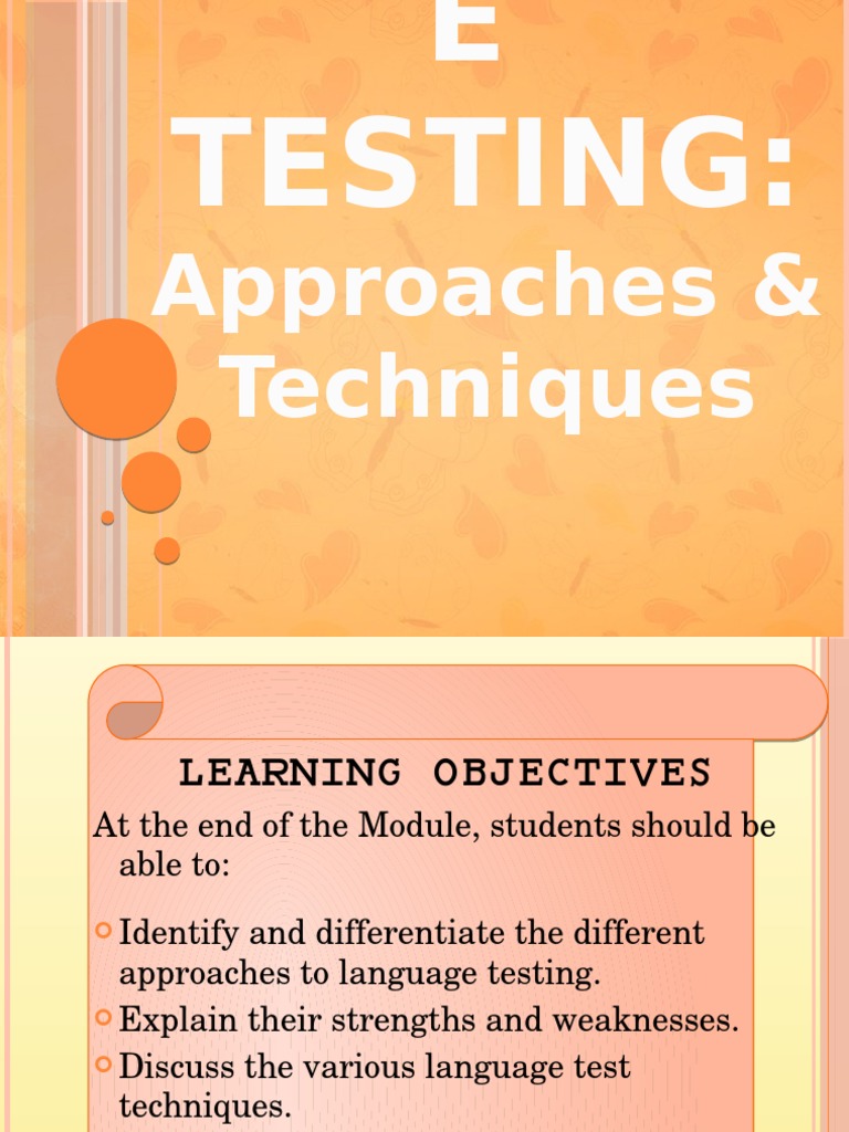 Language Testing Approaches And Techniques Pdf Test Assessment