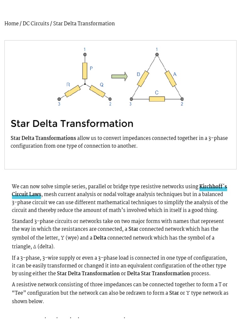 Star Delta Transformation And Delta Star Transformation Pdf