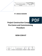 WSM-COM-07 Project Construction Completion Pre-Comm and Commissioning Prosedure