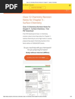 Class 12 Chemistry Revision Notes For Chapter 5 - Surface Chemistry