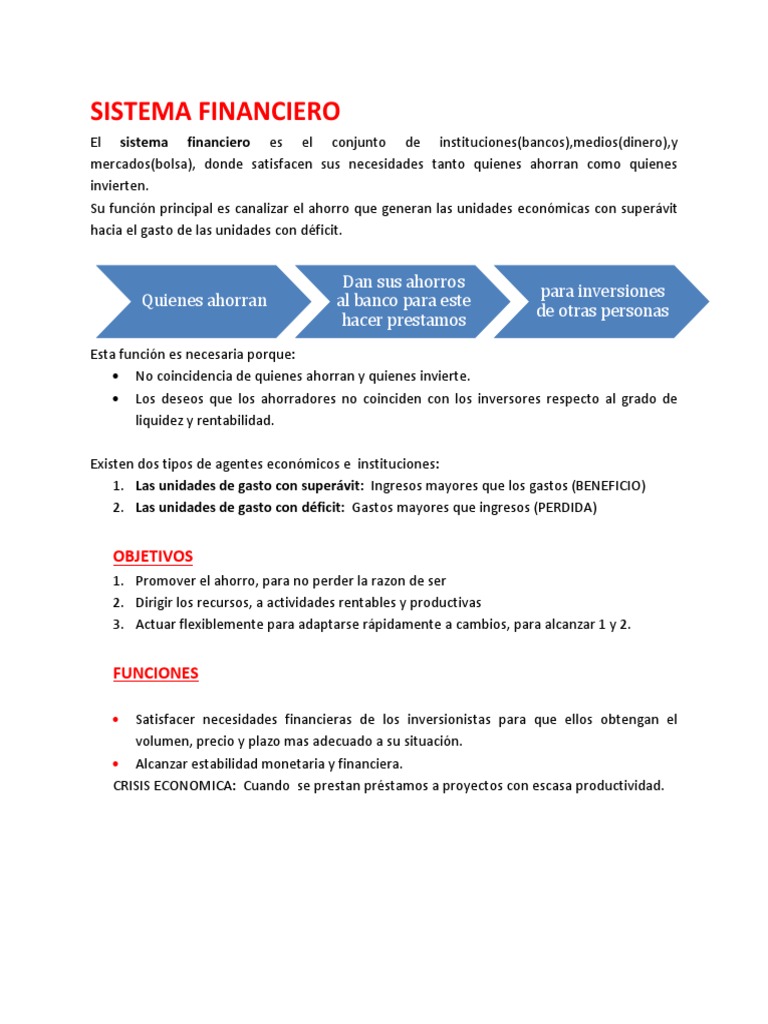 Estructura y Funciones del Sistema Financiero | PDF | Sistema ...