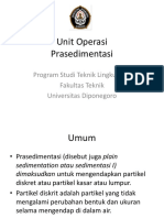 Unit Operasi Prasedimentasi: Program Studi Teknik Lingkungan Fakultas Teknik Universitas Diponegoro