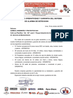 Certificado de Alarma Contra Incendios