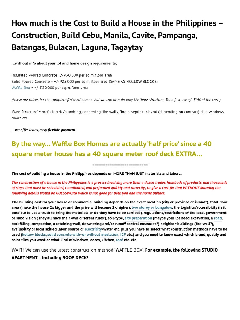 How Much Is The Cost To Build A House in The Philippines Construction
