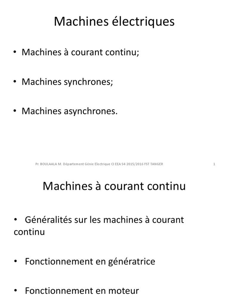 Machines à courant continu principes et fonctionnement PDF — free download