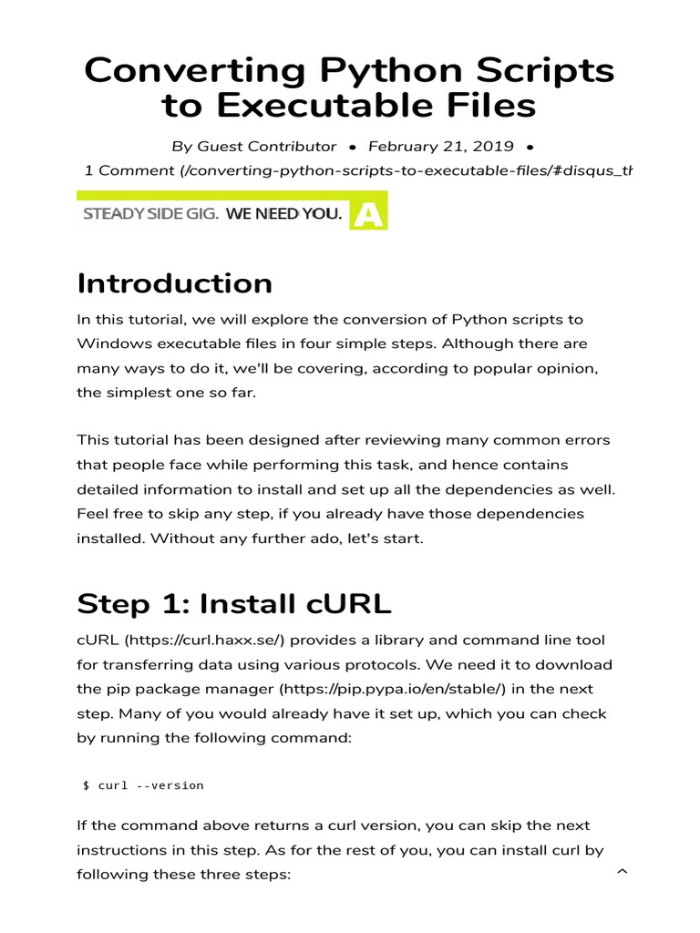 Converting Python Scripts To Executable Files | PDF | Command Line ...
