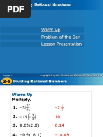 HOLT 2-5 Dividing Rational Numbers