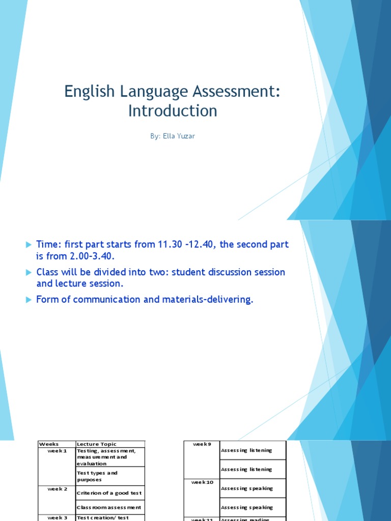 English Language Assessment Overview | PDF | Test (Assessment ...