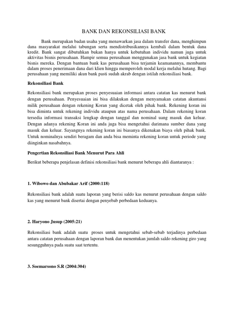 Bank Dan Rekonsiliasi Bank