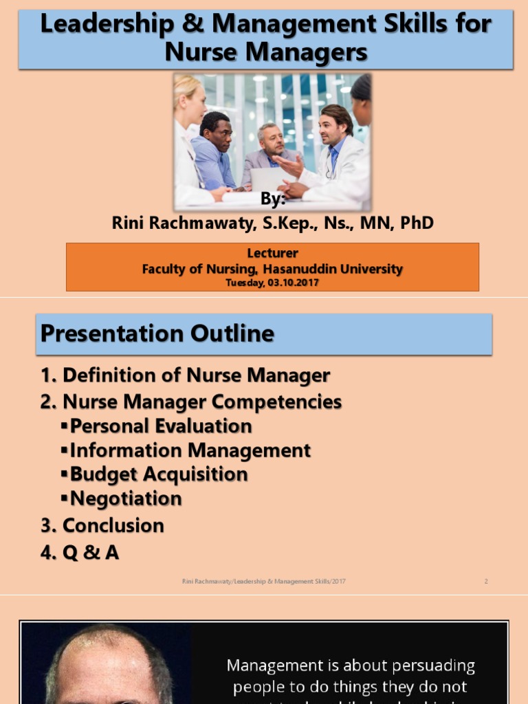 Nurse Manager Leadership Skills Guide | PDF | Negotiation | Leadership