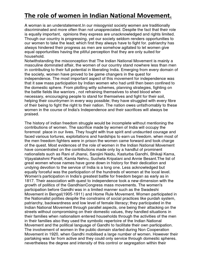 Women in India's National Movement | PDF | Indian Independence Movement ...