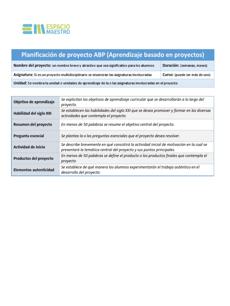 Aprendizaje Basado en Proyectos | PDF