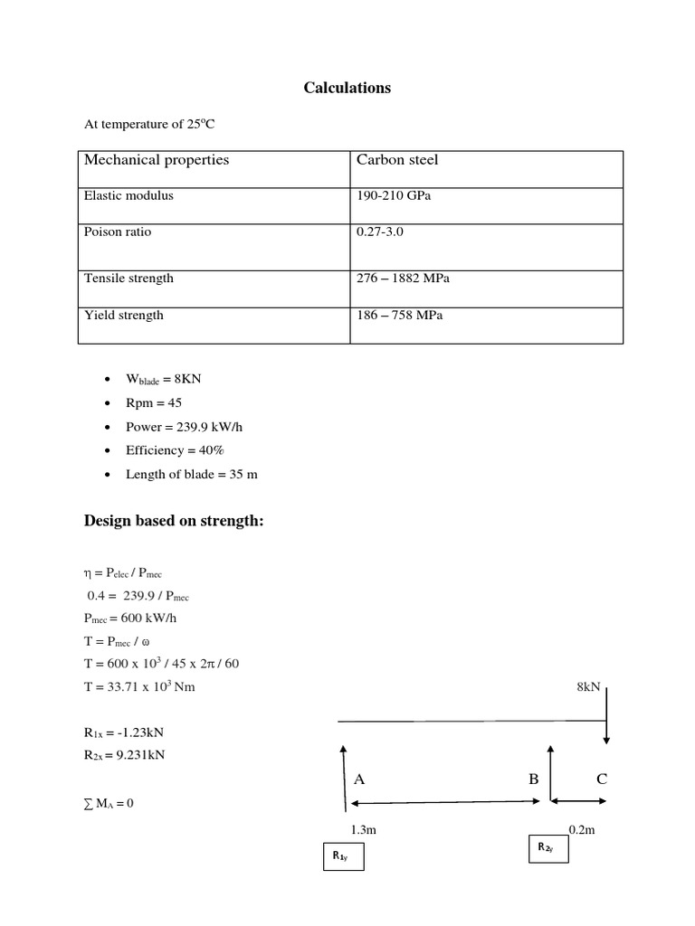 Mechanical Properties Carbon Steel Calculations PDF Strength Of
