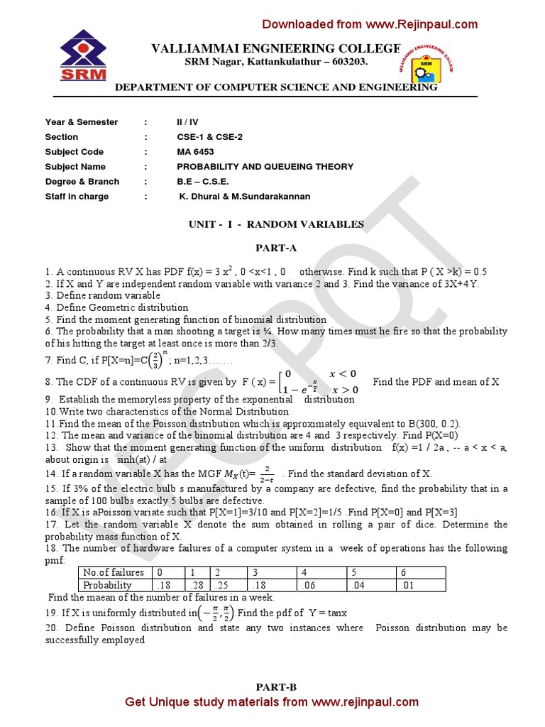 Queueing Theory and Probability Concepts | PDF | Probability Density ...