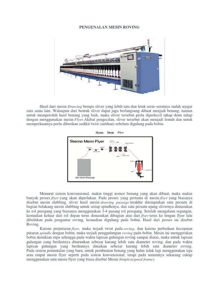 Proses dan Fungsi Mesin Roving Tekstil | PDF