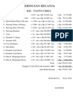 Perincian Belanja 25 Juli 2019