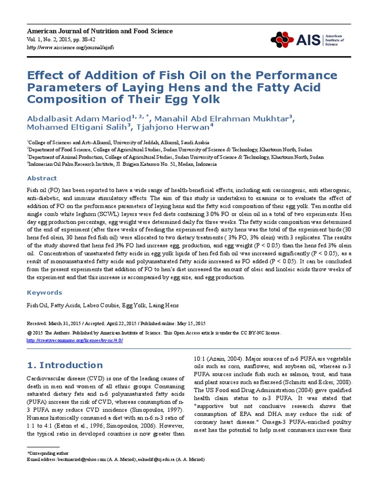 AIS Am J Nutr Food Sci Effect of Addition of Fish Oil On The ...