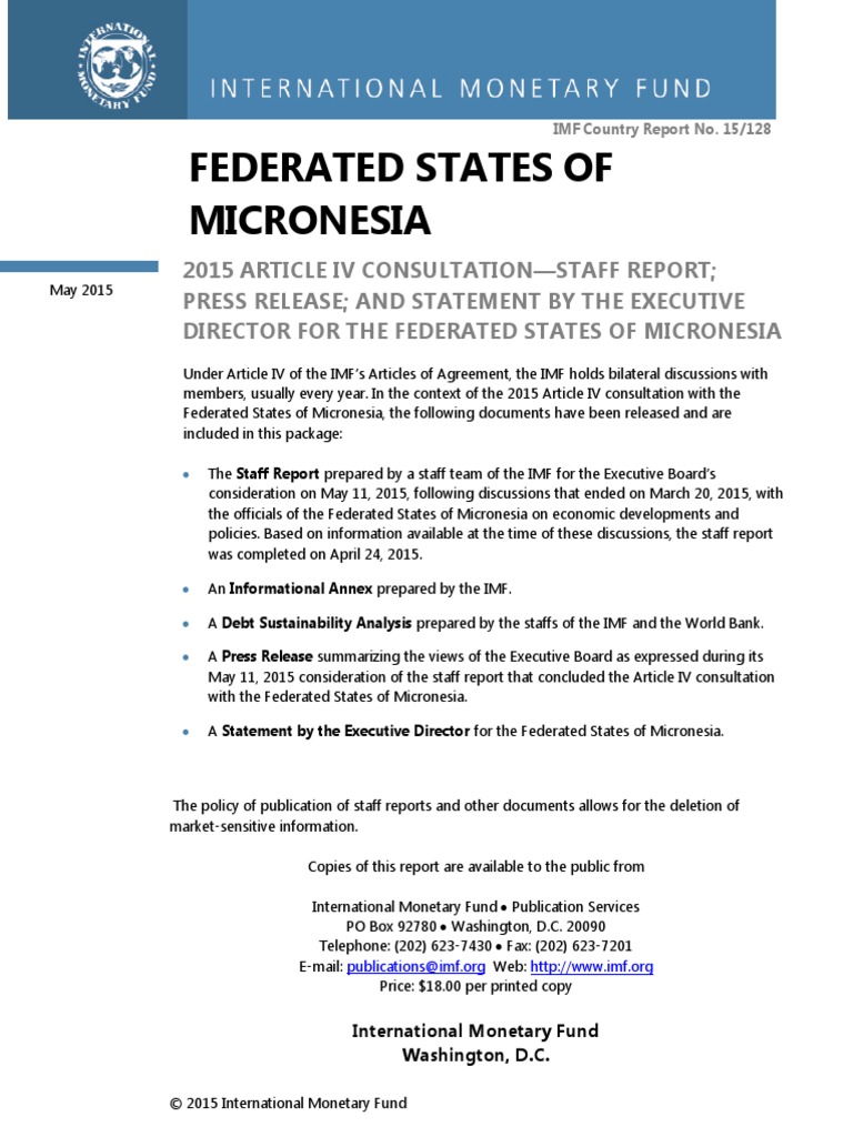 Micronesia 2015 Profile Pdf Millennium Development Goals Fiscal