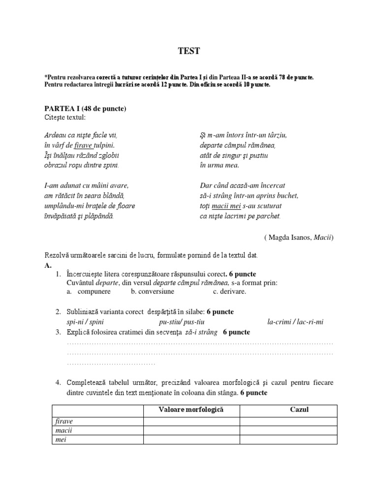 Teste Evaluare Initiala Clasa 7 | PDF