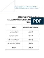 Applied Physics Lab # 1 FACULTY INCHARGE: Dr. Imran Malilk Seecs Bee-11A