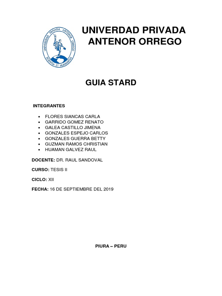 Guía STARD para Pruebas Diagnósticas | PDF | Diagnostico medico ...