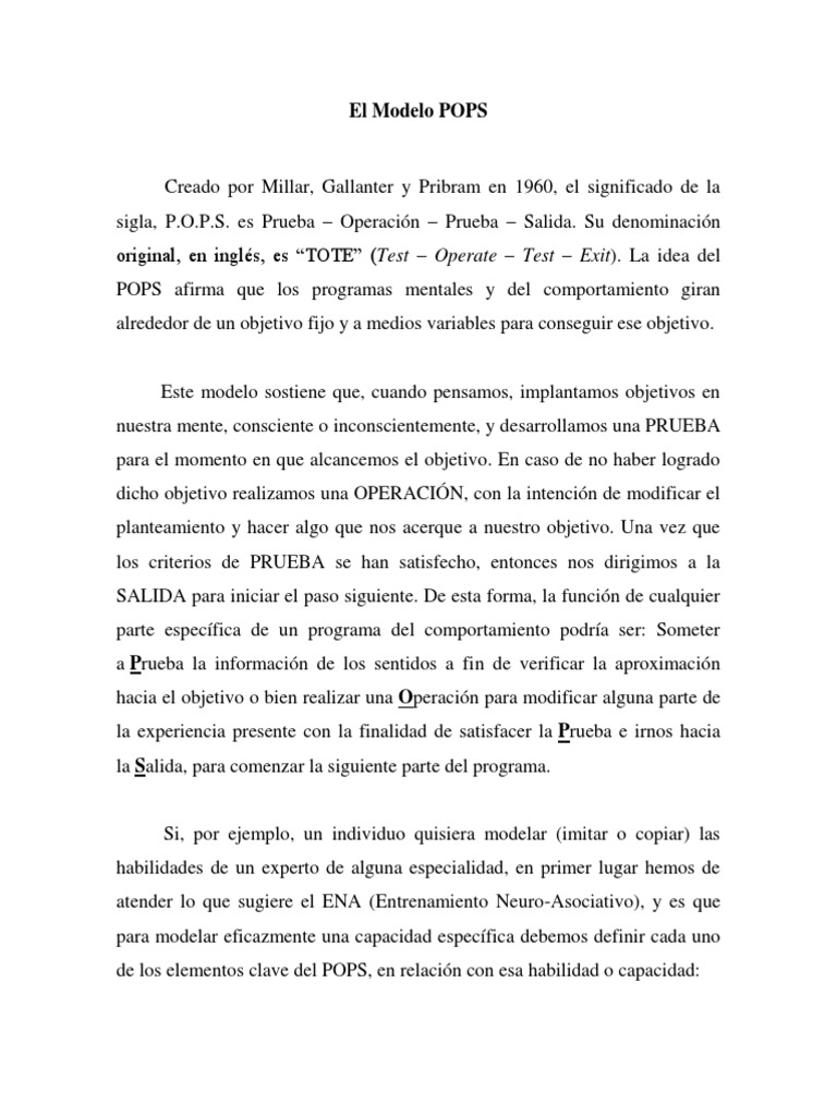 Modelo Pops Prueba Y Operación Pdf Negocios 