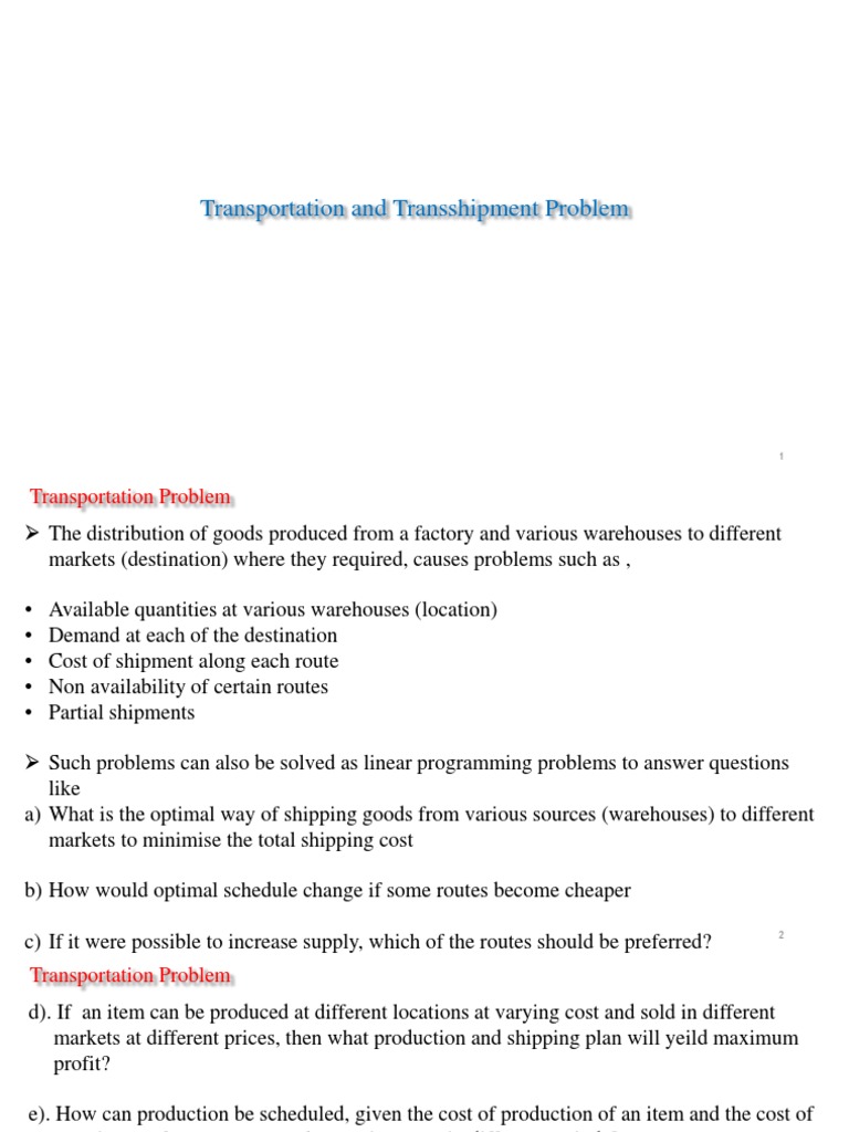 6.transportation Problems | PDF | Linear Programming | Algorithms