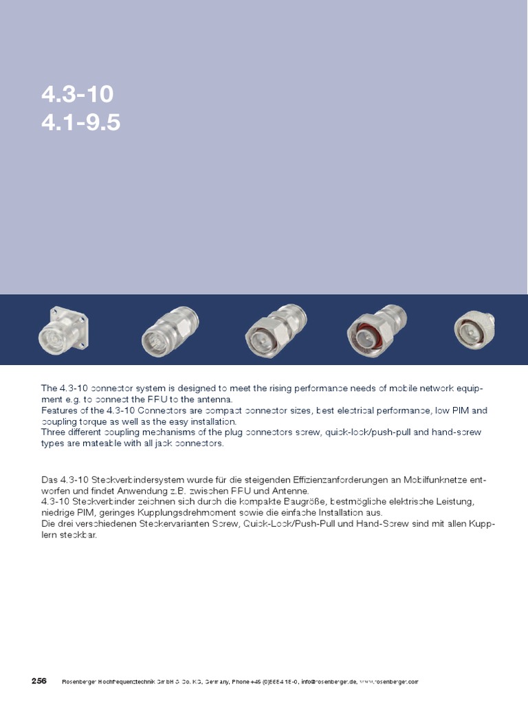 4.3-10 Connectors for Mobile Networks | PDF | Coaxial Cable ...