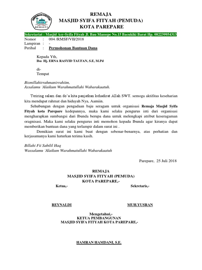 Contoh Surat Permohonan Baju Seragam Pdf