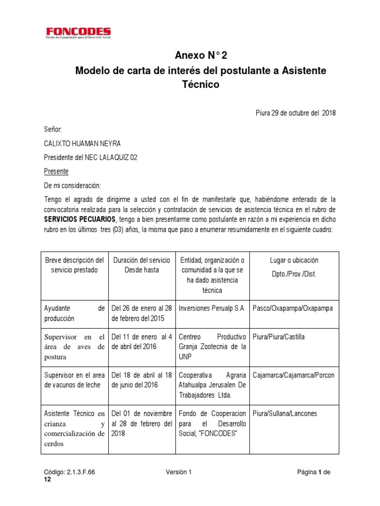 Carta de Interes