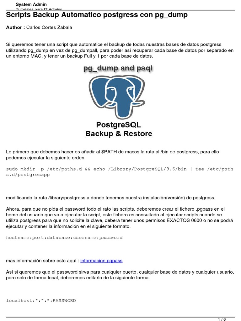 Backup Automático de PostgreSQL con pg_dump | PDF | Sistema de archivos ...