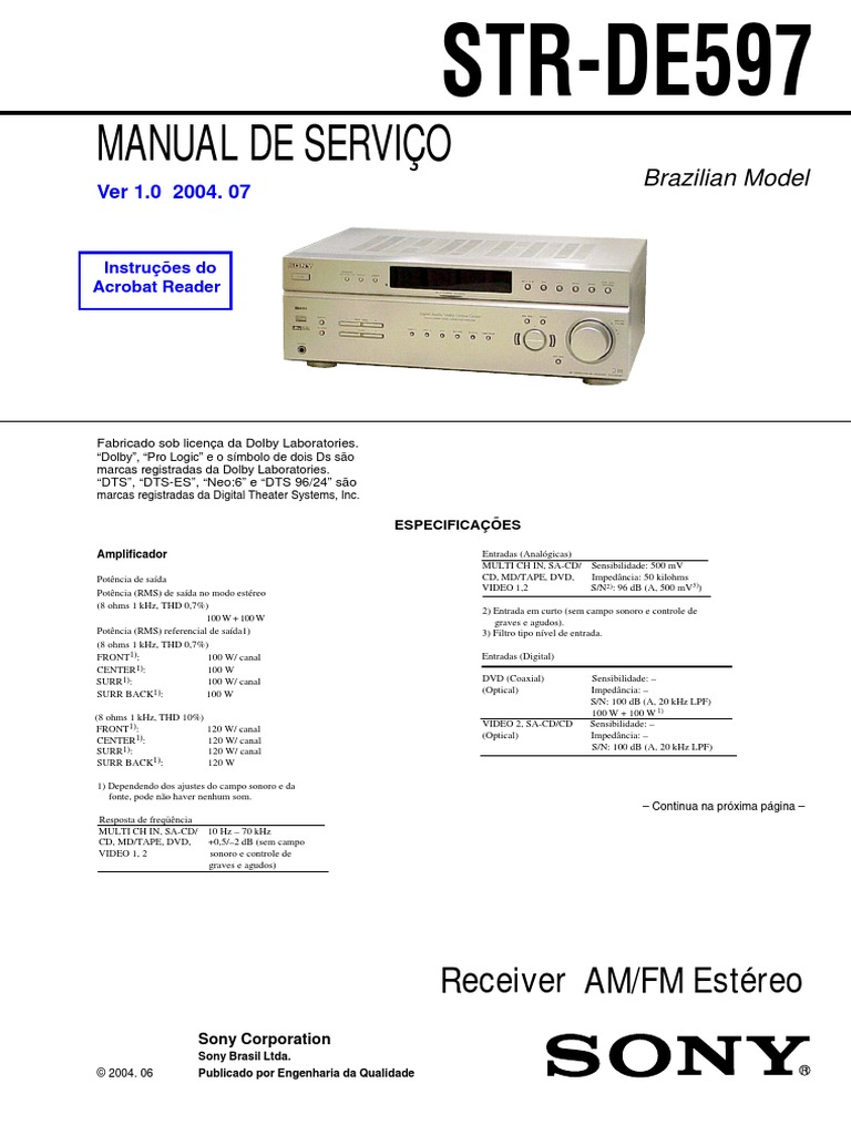 STR De597 | PDF | Videocassete | DVD