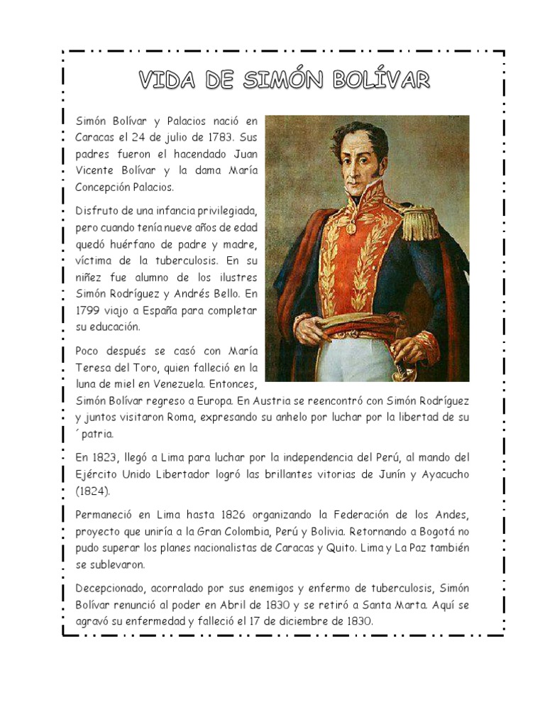 Vida de Simón Bolívar