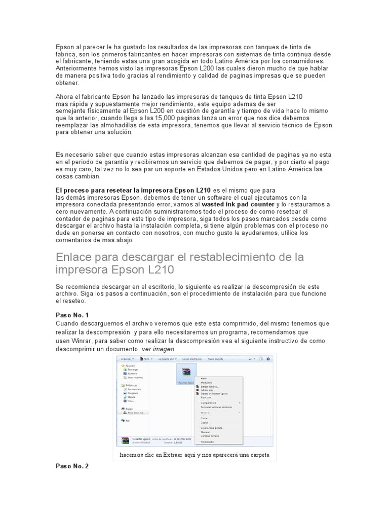 Reset Epson l210 | PDF | Impresora (Computación) | Point and Click