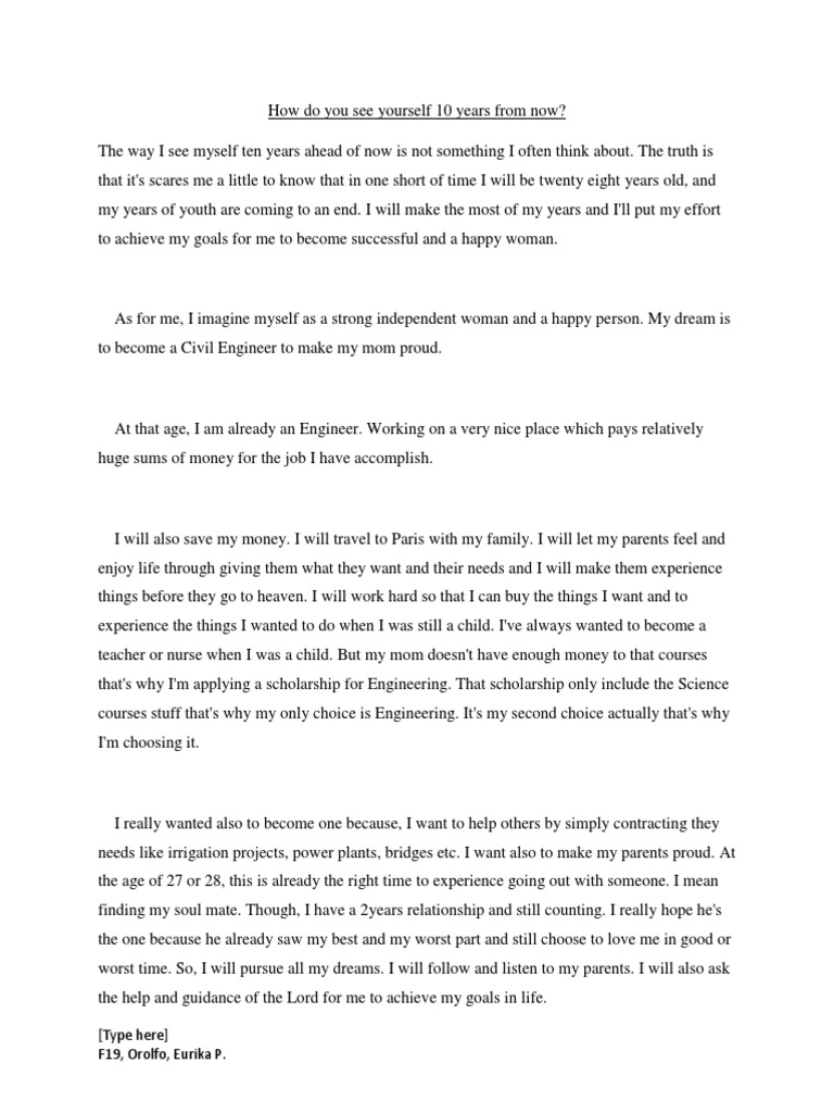 How Do You See Yourself 10 Years From Now? PDF