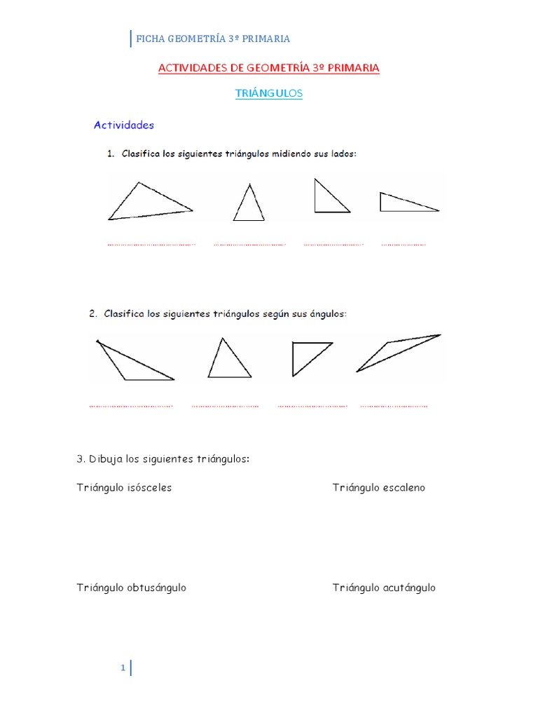 Actividades de Geometría para 3º Primaria | PDF | Rectángulo | Triángulo