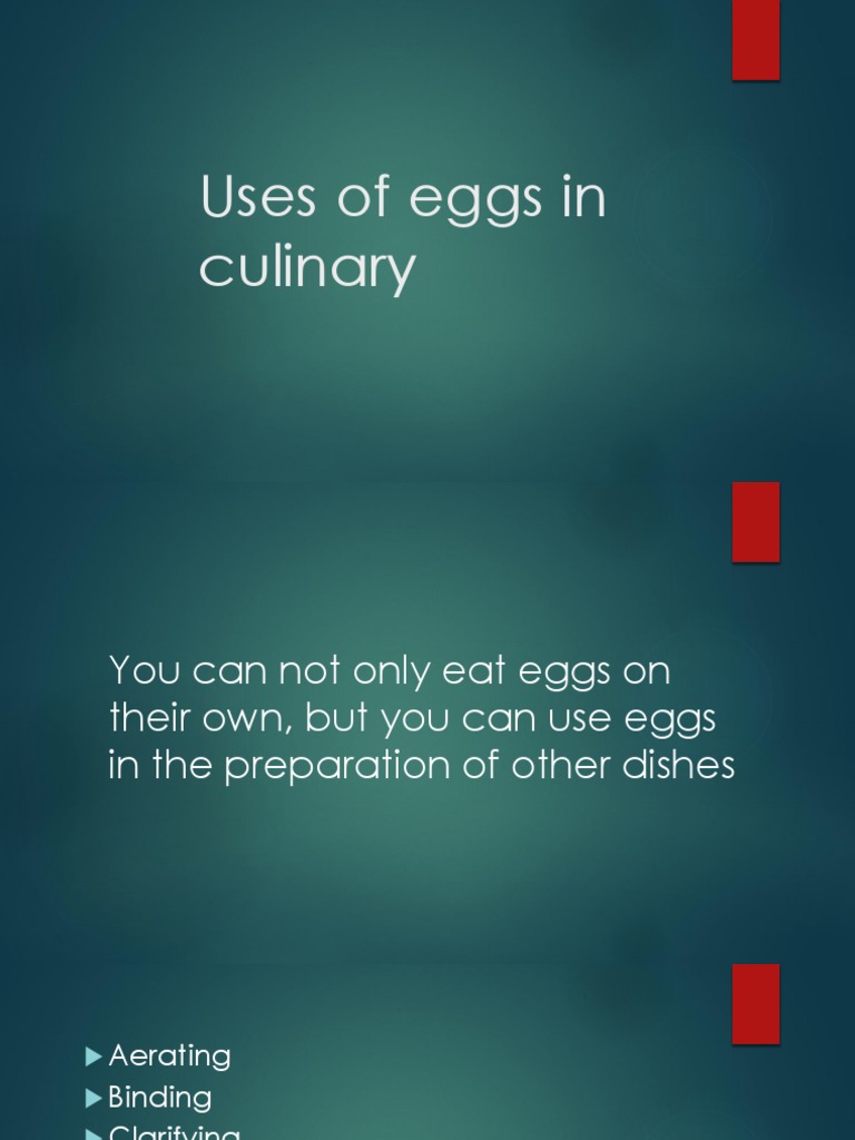 Culinary Uses of Eggs in Cooking | PDF | Cooking, Food & Wine ...
