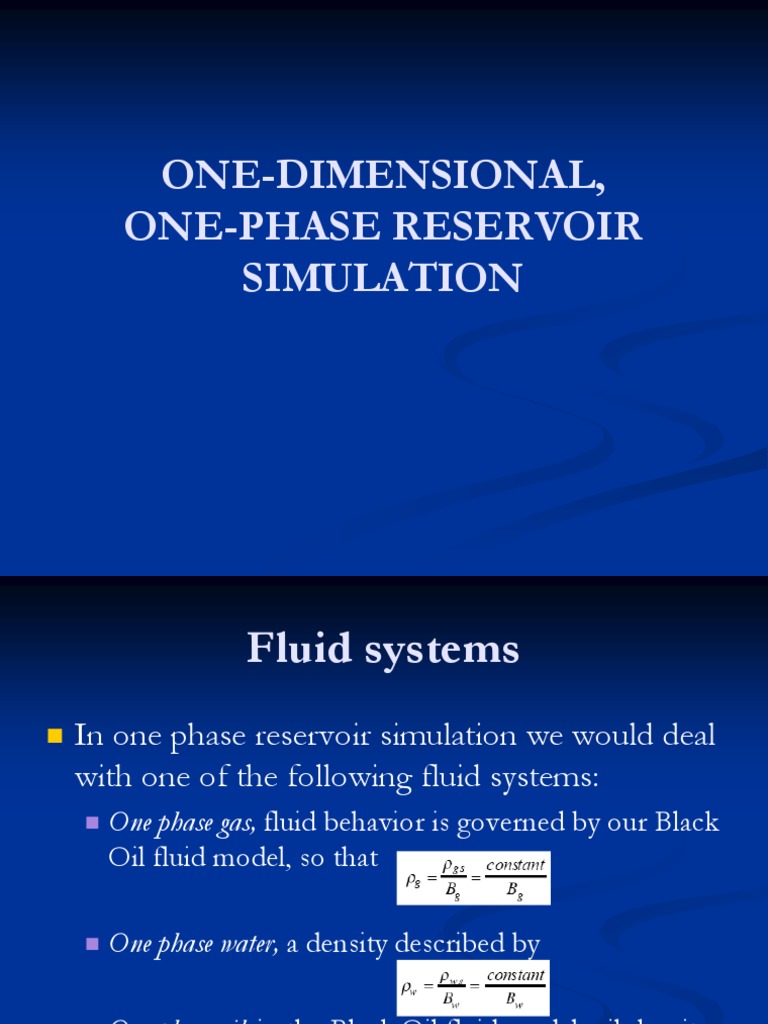 One-Dimensional Reservoir Simulation | PDF | Partial Differential ...