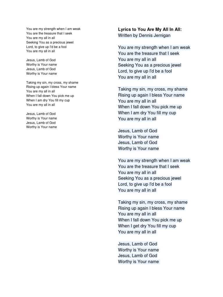 You Are My Strength When I Am Weak Pdf