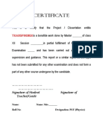 Certificate: Transformer