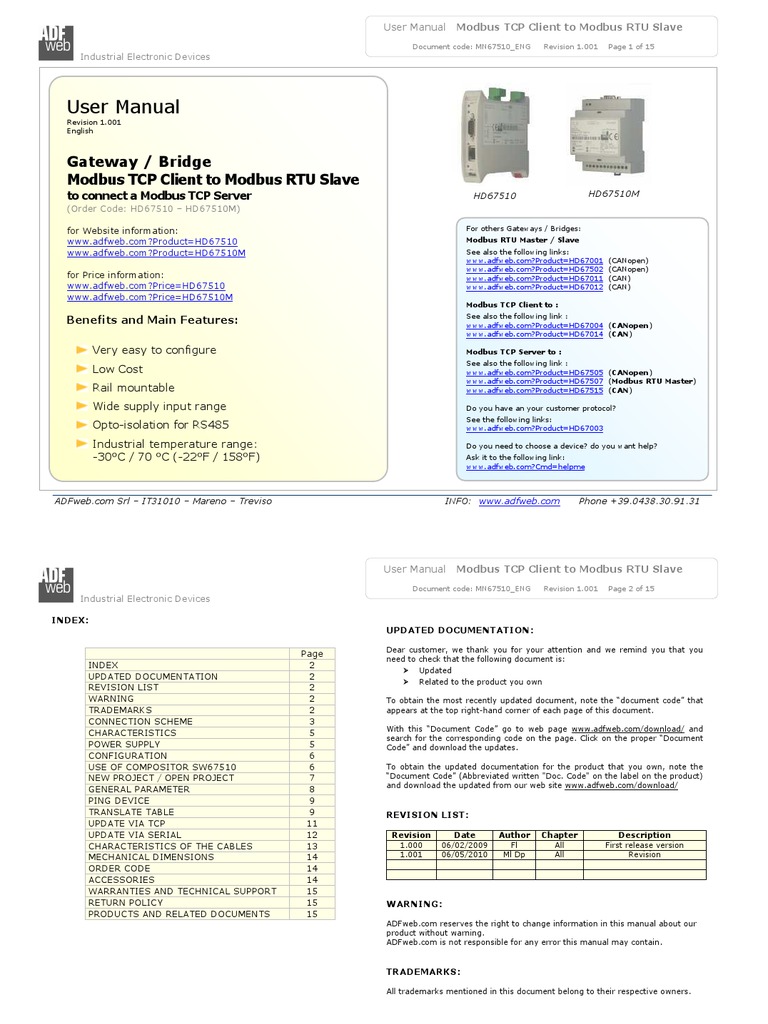 Modbus TCP to RTU Gateway Manual | PDF | Network Architecture ...